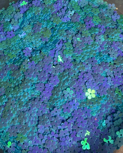 blue flower sequins