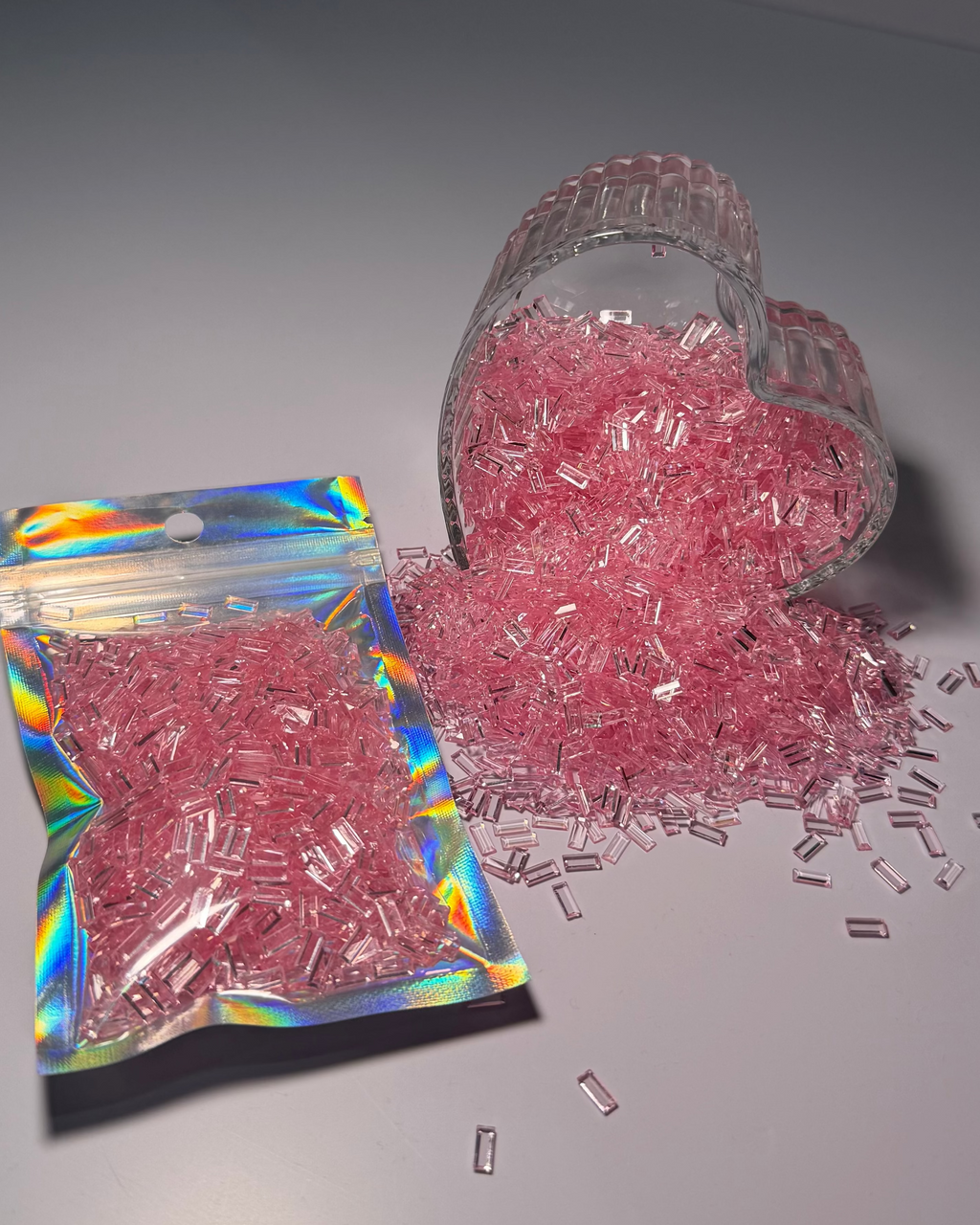 pink glass beads